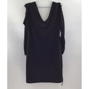 Bebe‎ Women's Black V-Neck Cold-Shoulder Shift Dress - Size 10 New